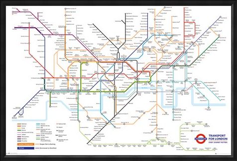 Framed Framed Underground Map - Transport For London