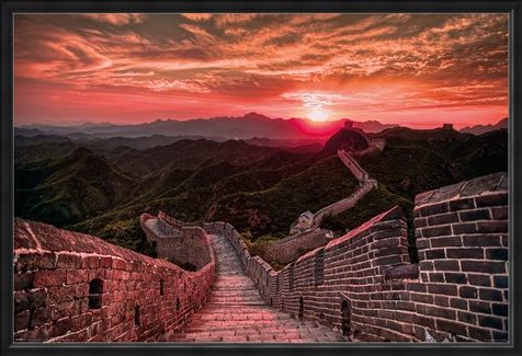 Framed Framed The Great Wall Of China Sunset - Travel