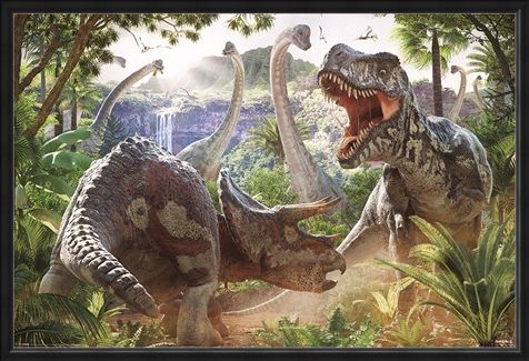 Framed Framed Dinosaur Battle - David Penfound