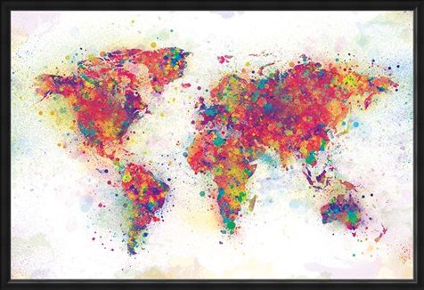Framed Framed Colour Splash - World Map