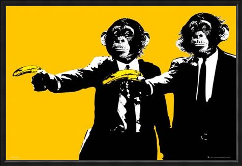 Framed Framed Hands Up! - Monkeys With Bananas