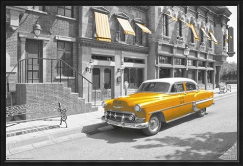 Framed Framed Taxi! - Yellow Cab In Manhattan