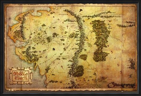 Framed Framed Map of Middle Earth - The Hobbit