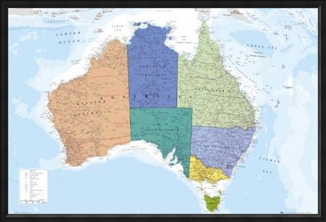 Framed Framed The World's Smallest Continent - Map Of Australia