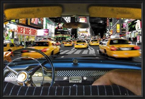 Framed Framed Times Square Taxi - New York