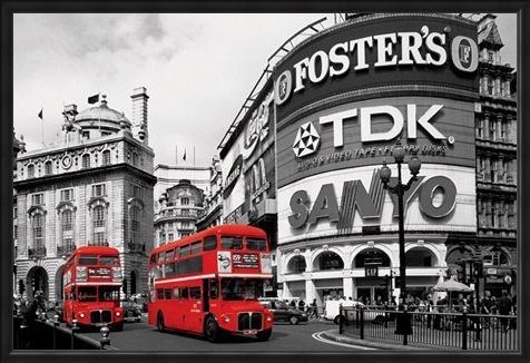 Framed Framed Piccadilly Circus - Red Buses