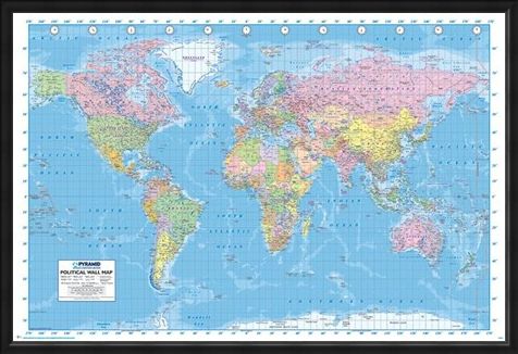 Framed Framed Political World Map - Map of the World