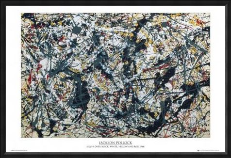 Framed Framed Silver on Black - By Jackson Pollock