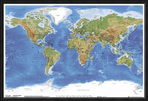 Framed Framed Planetary Visions - Map of the Earth