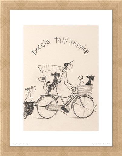 Framed Framed Doggie Taxi Service Sketch - Sam Toft