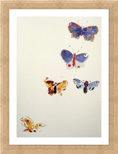 Framed Framed Five Butterflies - Odilon Redon