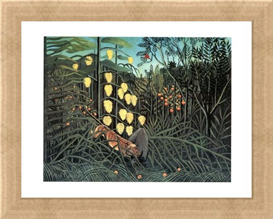 Framed Framed Giungla Con Bufalo Assalito Da Una Tigre - Henri Rousseau