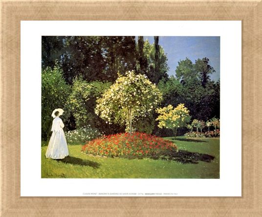 Framed Framed Woman in the Garden at Sainte Adresse - Claude Monet