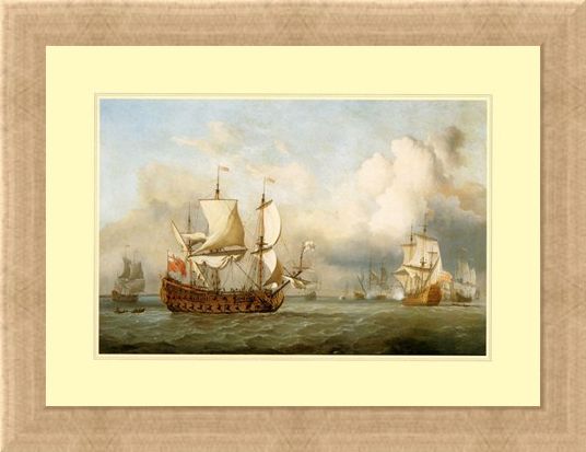 Framed Framed The Ship ' English Indiaman' - Antonio Jacobsen