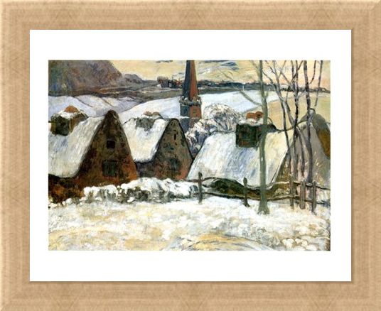 Framed Framed Village Breton Sous La Neige - Paul Gauguin