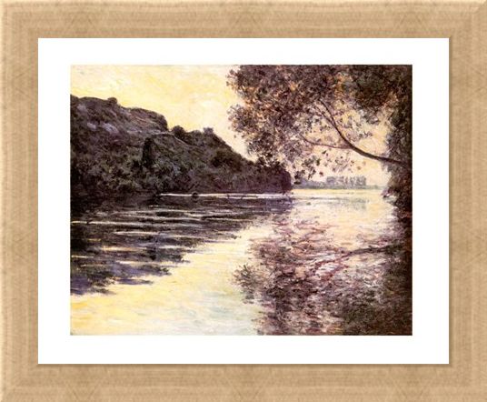 Framed Framed Effet De Soleil Couchant Sur La Seine At Port-Ville - Claude Monet