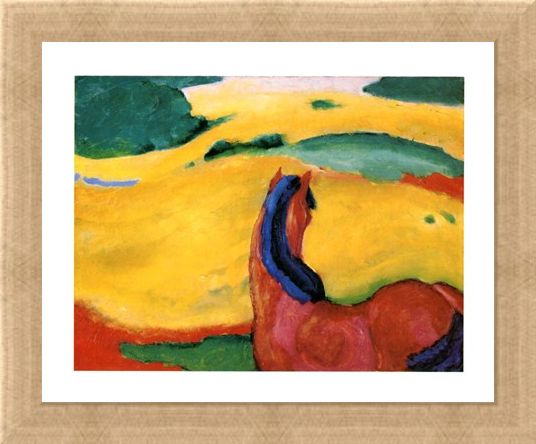 Framed Framed Pferd In Der Landschaft - Franz Marc