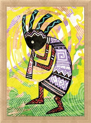 Framed Framed Kokopelli - Ancient Fertility God