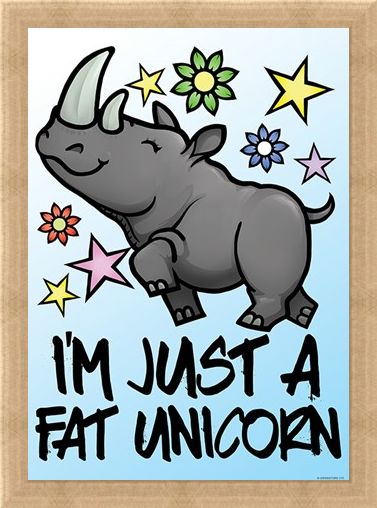 Framed Framed I'm Just A Fat Unicorn Mini Poster - Cartoon Humour