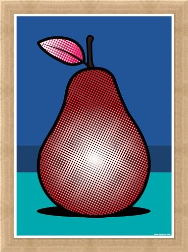 Framed Framed A Pop Art Pear - Red Fruit