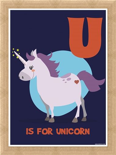 Framed Framed U Is For Unicorn - Learning With Pictures