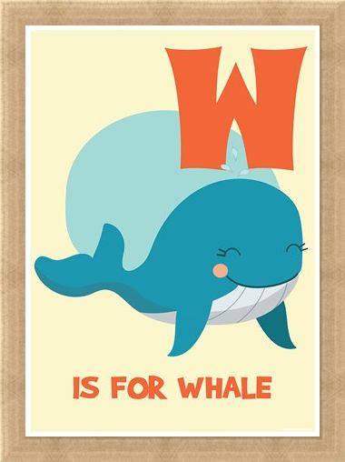 Framed Framed W Is For Whale - Learning By Pictures
