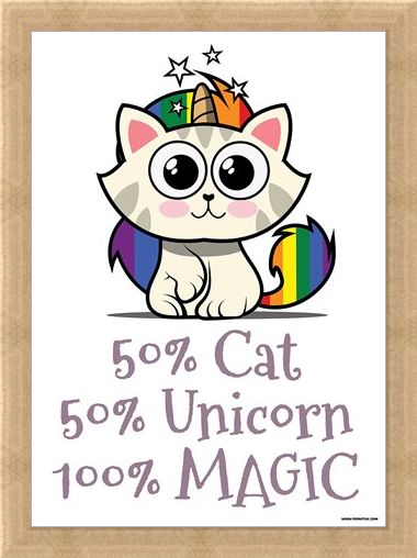 Framed Framed Rainbow Kitty - 50% Cat, 50% Unicorn, 100% Magic