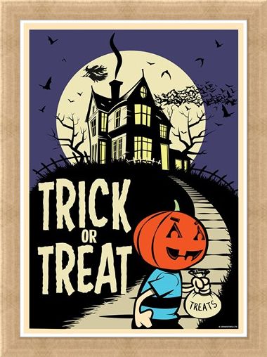 Framed Framed Trick Or Treat - Retro Halloween