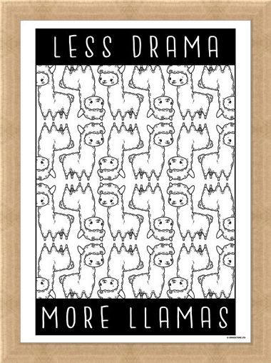 Framed Framed Less Drama More Llamas - Furry Frenzy