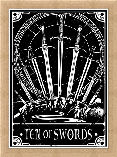 Framed Framed Ten Of Swords - Deadly Tarot
