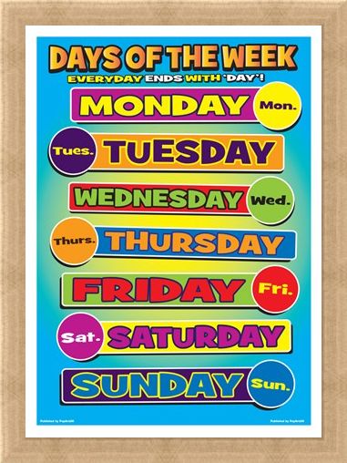 Framed Framed Days Of Week - Seven Days of Learning