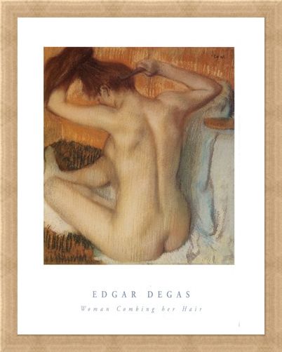 Framed Framed Woman Combing her Hair - Edgar Degas