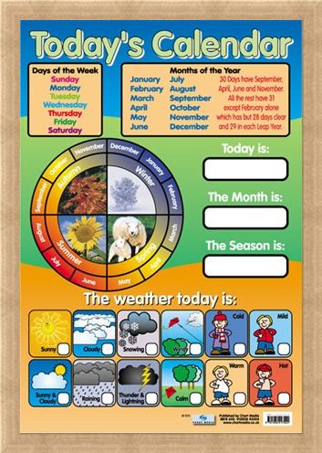 Framed Framed Today's Calendar - Educational Children's Chart