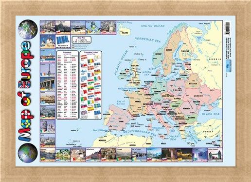 Framed Framed Map Of Europe - Educational Map