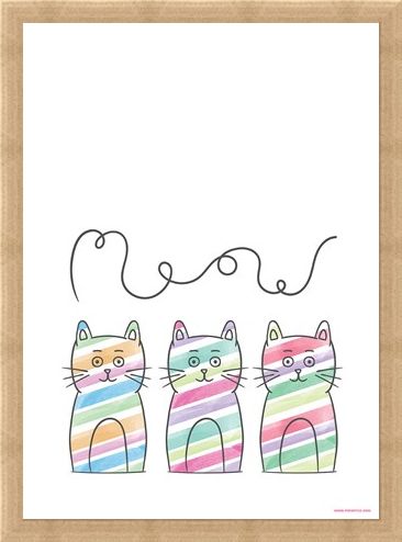 Framed Framed Meow - Stripy Trio