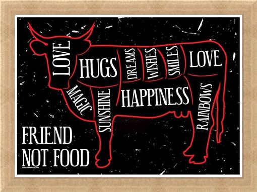 Framed Framed Friend Not Food - Vegetarian Hugs