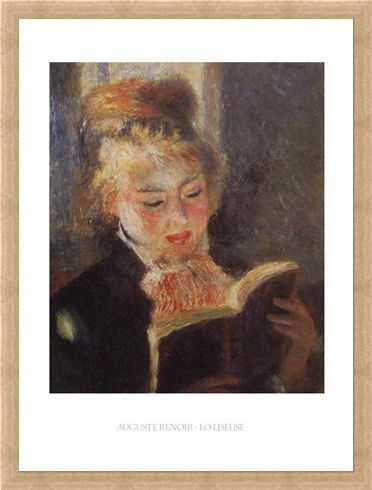 Framed Framed Reading - Auguste Renoir