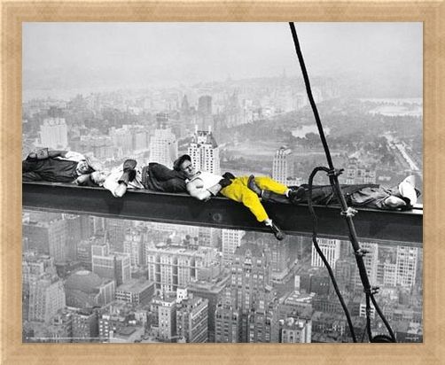 Framed Framed Yellow Highlight - Men on a Girder