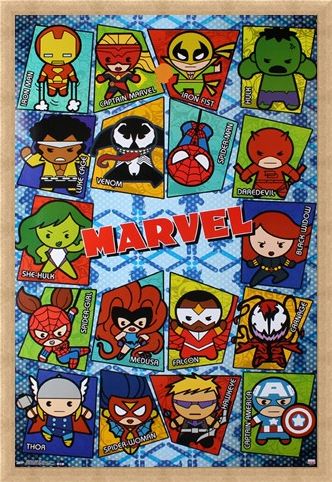 Framed Framed Kawaii Grid - Marvel