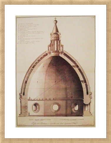 Framed Framed Cross Section of the Dome of the Cathedral - Bernardo Sansone Sgrilli