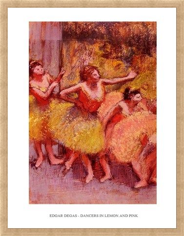 Framed Framed Dancers in Lemon & Pink - Edgar Degas