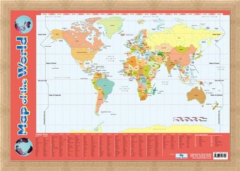 Framed Framed Map Of The World - Educational Map