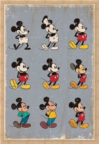 Framed Framed Mickey Mouse Evolution - Walt Disney