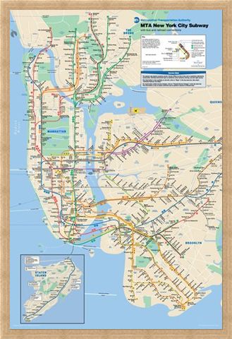 Framed Framed New York Subway - Subway Map of New York