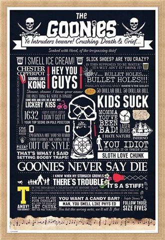 Framed Framed Intruders Beware - The Goonies Typographic