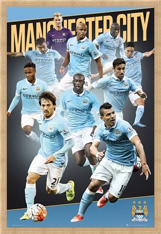 Framed Framed Team Players 2015/16 - Manchester City Football Club