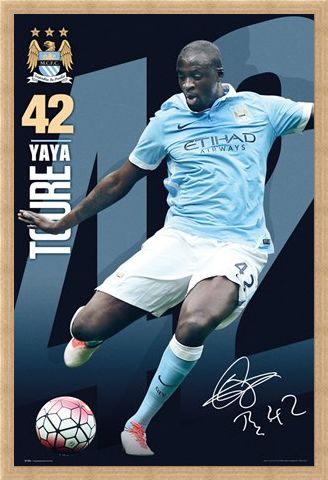 Framed Framed Yaya Toure 15/16 - Manchester City Football Club