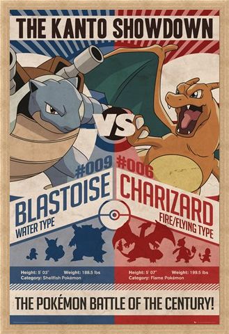 Framed Framed Red v Blue The Kanto Showdown - Pokémon