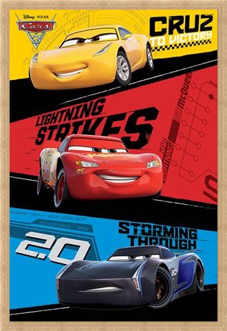 Framed Framed Red, Blue & Yellow Trio - Cars 3