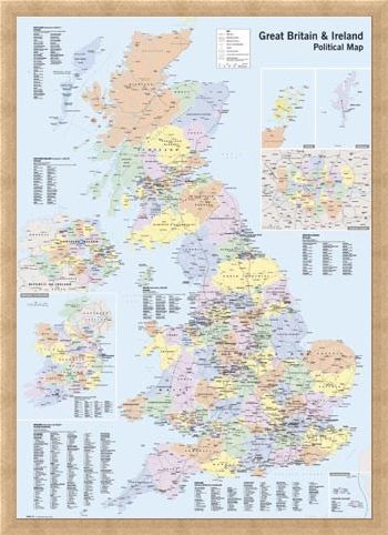 Framed Framed UK & Ireland - Political Map